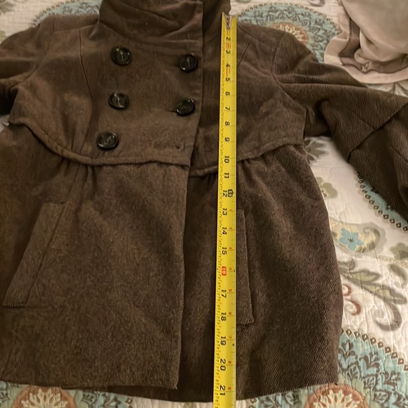 LOFT Petites, 0P Brown Wool Blend Coat Feminine Peplum - Picture 11 of 12